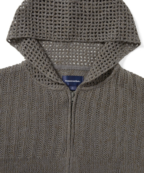 THISISNEVERTHAT THISISNEVERTHAT Crochet Knit Zip Up Hoodie Grey