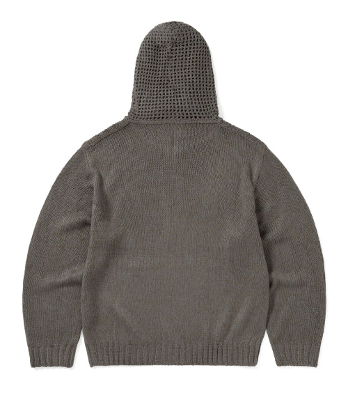 THISISNEVERTHAT THISISNEVERTHAT Crochet Knit Zip Up Hoodie Grey