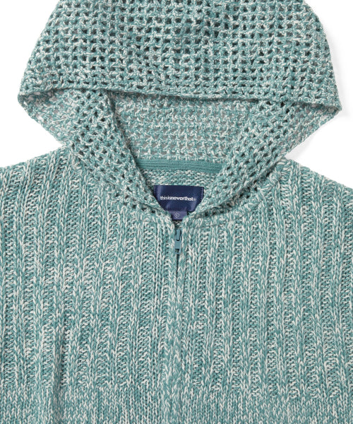 THISISNEVERTHAT THISISNEVERTHAT Crochet Knit Zip Up Hoodie Light Blue