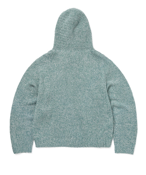 THISISNEVERTHAT THISISNEVERTHAT Crochet Knit Zip Up Hoodie Light Blue