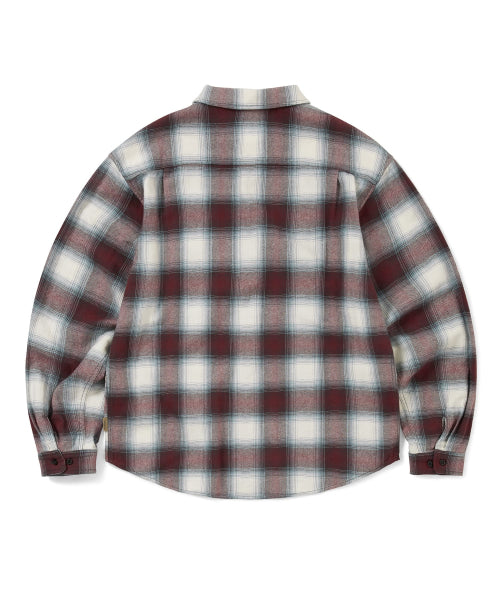THISISNEVERTHAT THISISNEVERTHAT GD Lightning Bear Plaid Shirt Burgundy