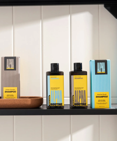 ALPHAROUTINE Premium Men's Scalp Shampoo Duo (+shopping bag/pump provided)