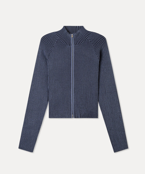 MIXXO MIXXO Knitwear Ribbed Two-Tone Zip-Up (C)