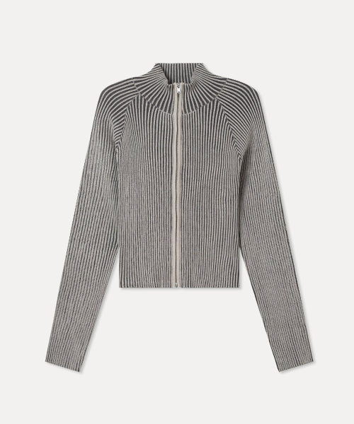 MIXXO MIXXO Knitwear Ribbed Two-Tone Zip-Up (C)