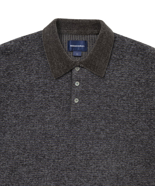 THISISNEVERTHAT THISISNEVERTHAT Velvet Knit Polo Charcoal