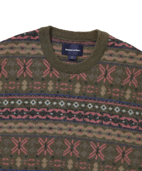 THISISNEVERTHAT THISISNEVERTHAT Fair Isle Knit Sweater Olive Green