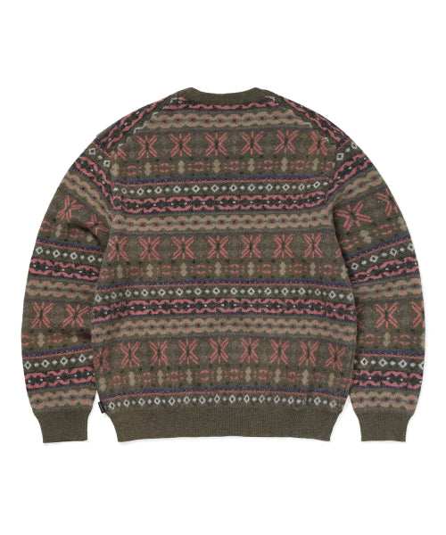 THISISNEVERTHAT THISISNEVERTHAT Fair Isle Knit Sweater Olive Green