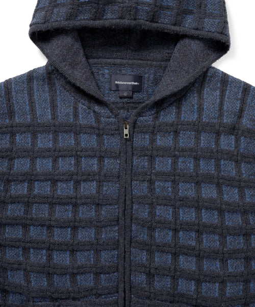 THISISNEVERTHAT THISISNEVERTHAT Textured Knit Zip Hoodie Navy