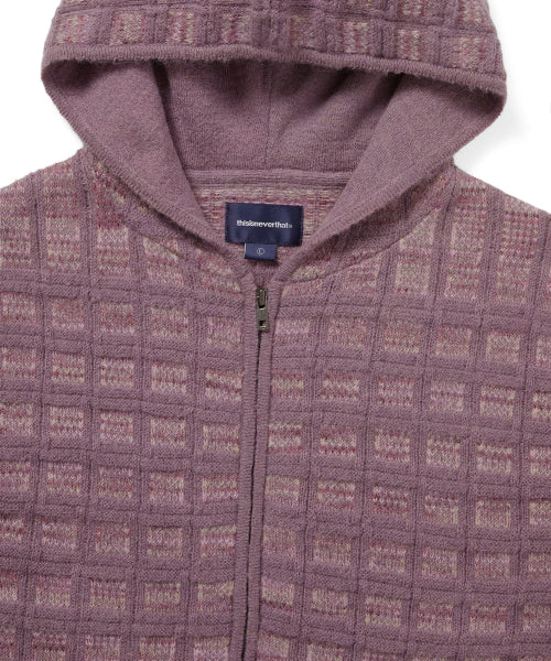 THISISNEVERTHAT THISISNEVERTHAT Textured Knit Zip Hoodie Dusty Pink