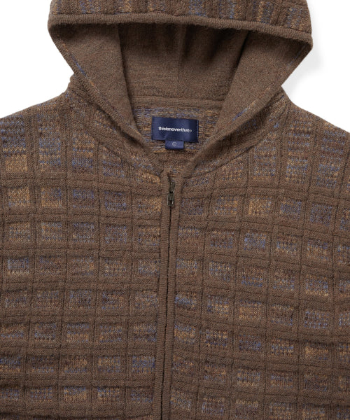 THISISNEVERTHAT THISISNEVERTHAT Textured Knit Zip Hoodie Brown