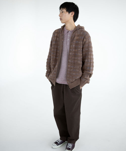 THISISNEVERTHAT THISISNEVERTHAT Textured Knit Zip Hoodie Brown