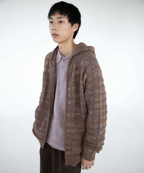 THISISNEVERTHAT THISISNEVERTHAT Textured Knit Zip Hoodie Brown