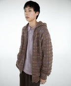 THISISNEVERTHAT THISISNEVERTHAT Textured Knit Zip Hoodie Brown