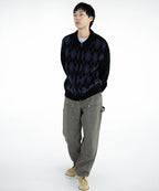 THISISNEVERTHAT THISISNEVERTHAT Argyle Zip Knit Cardigan Black