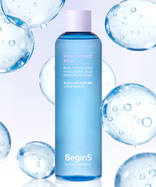 BEGINS Blue Hydrangea Hyaluronic Acid Moisture Toner 300ml (5ml of Hyaluronic Acid Moisture Cream provided)