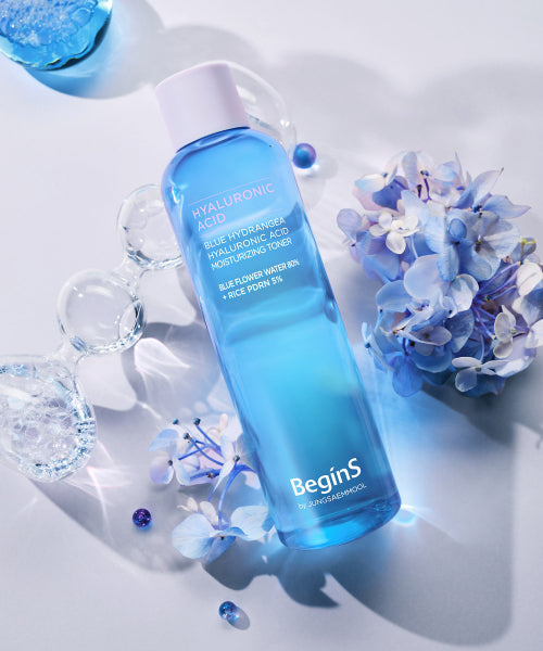 BEGINS Blue Hydrangea Hyaluronic Acid Moisture Toner 300ml (5ml of Hyaluronic Acid Moisture Cream provided)