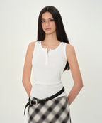 MUSINSA STANDARD WOMAN MUSINSA STANDARD WOMAN Women's Henley Neck Tank Top (White)