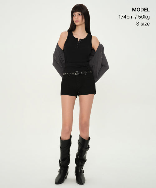 MUSINSA STANDARD WOMAN MUSINSA STANDARD WOMAN Women's Henley Neck Tank Top Black
