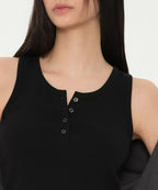 MUSINSA STANDARD WOMAN MUSINSA STANDARD WOMAN Women's Henley Neck Tank Top Black