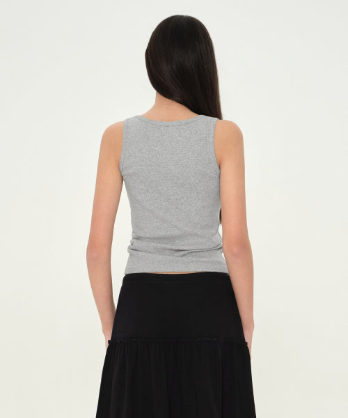 MUSINSA STANDARD WOMAN MUSINSA STANDARD WOMAN Women's Henley Neck Tank Top [Medium Gray]