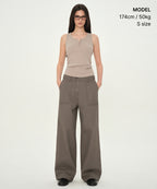 MUSINSA STANDARD WOMAN MUSINSA STANDARD WOMAN Women's Henley Neck Tank Top Greyish Beige