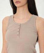 MUSINSA STANDARD WOMAN MUSINSA STANDARD WOMAN Women's Henley Neck Tank Top Greyish Beige