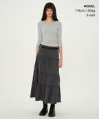 MUSINSA STANDARD WOMAN MUSINSA STANDARD WOMAN Jersey Tiered Long Skirt Gray