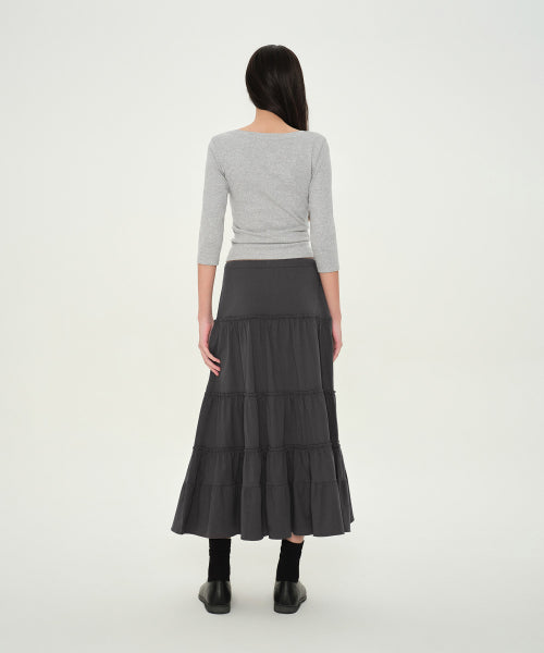 MUSINSA STANDARD WOMAN MUSINSA STANDARD WOMAN Jersey Tiered Long Skirt Gray