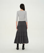 MUSINSA STANDARD WOMAN MUSINSA STANDARD WOMAN Jersey Tiered Long Skirt Gray