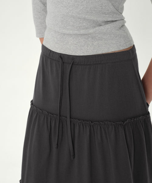 MUSINSA STANDARD WOMAN MUSINSA STANDARD WOMAN Jersey Tiered Long Skirt Gray
