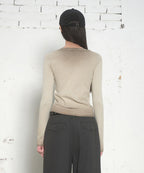 MUSINSA STANDARD WOMAN MUSINSA STANDARD WOMAN T-Shirt Slim Crew Neck Long Sleeve [Greyish Beige]