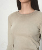 MUSINSA STANDARD WOMAN MUSINSA STANDARD WOMAN T-Shirt Slim Crew Neck Long Sleeve [Greyish Beige]