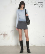 MUSINSA STANDARD WOMAN MUSINSA STANDARD WOMAN T-Shirt Slim Crew Neck Long Sleeve [Dusty Blue]