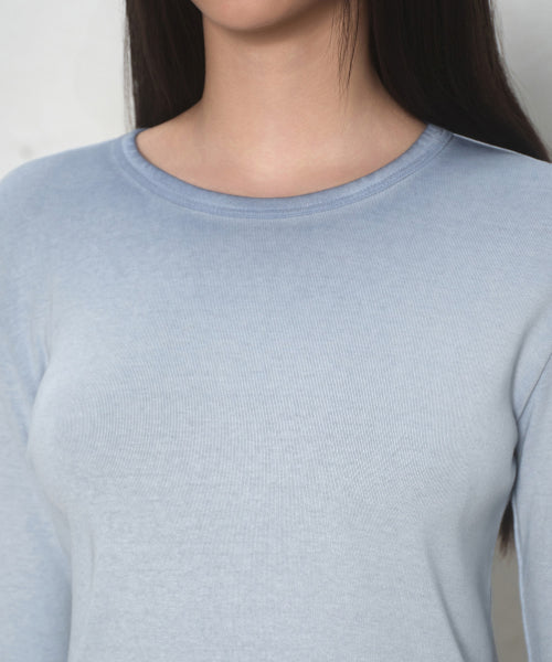 MUSINSA STANDARD WOMAN MUSINSA STANDARD WOMAN T-Shirt Slim Crew Neck Long Sleeve [Dusty Blue]