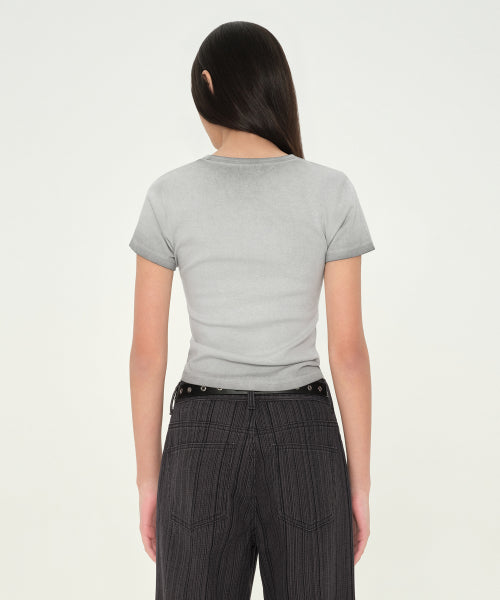 MUSINSA STANDARD WOMAN MUSINSA STANDARD WOMAN Women's Slim Crew Neck T-Shirt (Gray)