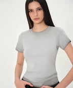 MUSINSA STANDARD WOMAN MUSINSA STANDARD WOMAN Women's Slim Crew Neck T-Shirt (Gray)