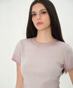 MUSINSA STANDARD WOMAN MUSINSA STANDARD WOMAN T-Shirt Slim Crew Neck [Smoke Pink] (Size S)