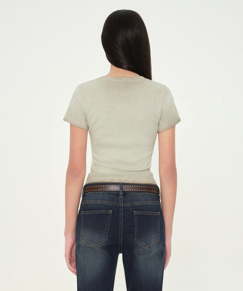MUSINSA STANDARD WOMAN MUSINSA STANDARD WOMAN Women's Slim Crew Neck T-Shirt (Sage)