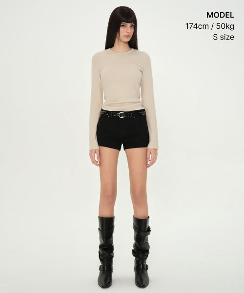 MUSINSA STANDARD WOMAN MUSINSA STANDARD WOMAN T-Shirt Slim Crew Neck Long Sleeve [Dusty Cream]