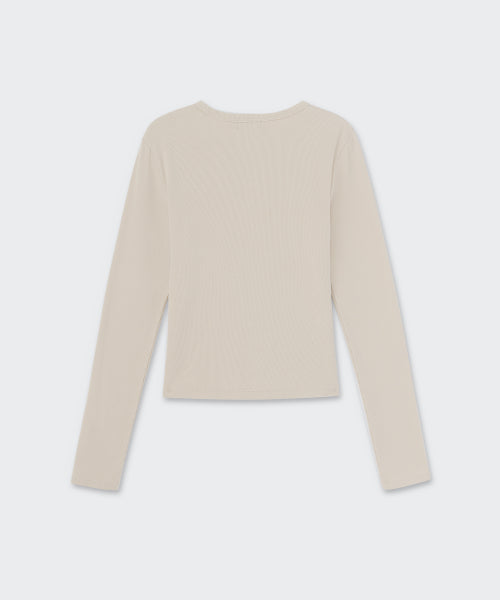 MUSINSA STANDARD WOMAN MUSINSA STANDARD WOMAN T-Shirt Slim Crew Neck Long Sleeve [Dusty Cream]