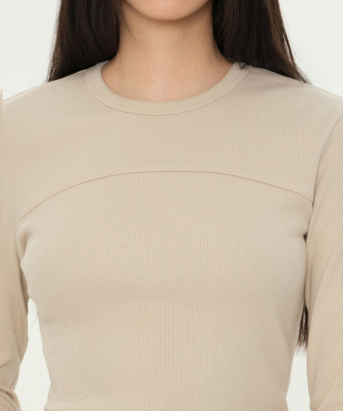 MUSINSA STANDARD WOMAN MUSINSA STANDARD WOMAN T-Shirt Slim Crew Neck Long Sleeve [Dusty Cream]
