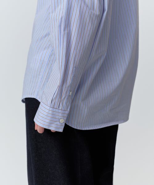 MUSINSA STANDARD WOMAN MUSINSA STANDARD WOMAN Women's Striped Relaxed Poplin Shirt (Sky Blue)