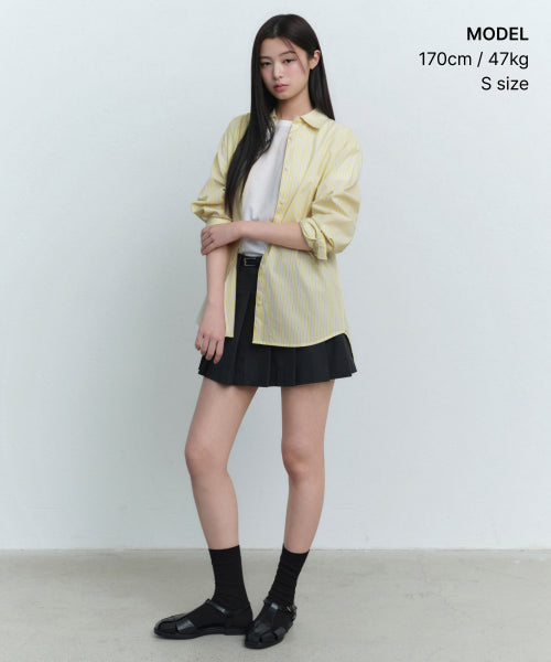 MUSINSA STANDARD WOMAN MUSINSA STANDARD WOMAN Women's Striped Relaxed Poplin Shirt [Lemon]