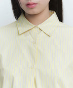 MUSINSA STANDARD WOMAN MUSINSA STANDARD WOMAN Women's Striped Relaxed Poplin Shirt [Lemon]