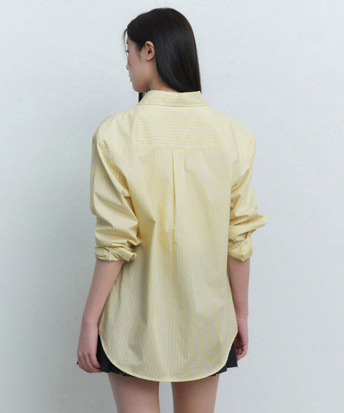 MUSINSA STANDARD WOMAN MUSINSA STANDARD WOMAN Women's Striped Relaxed Poplin Shirt [Lemon]