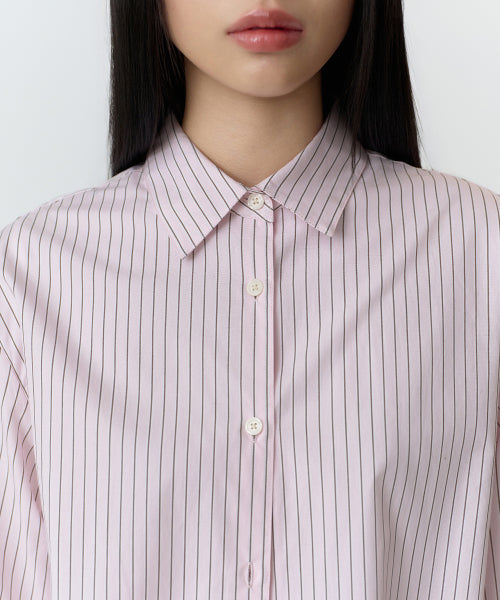 MUSINSA STANDARD WOMAN MUSINSA STANDARD WOMAN Women's Striped Relaxed Poplin Shirt [Rose Water]
