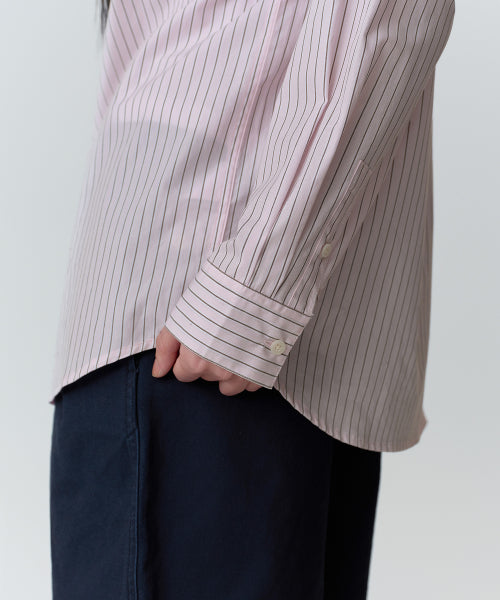 MUSINSA STANDARD WOMAN MUSINSA STANDARD WOMAN Women's Striped Relaxed Poplin Shirt [Rose Water]