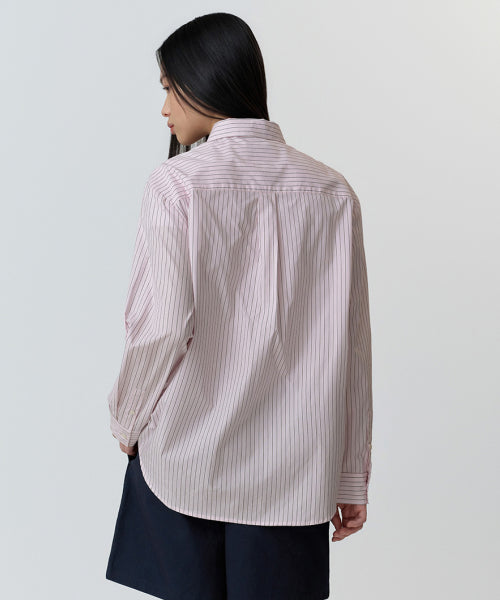MUSINSA STANDARD WOMAN MUSINSA STANDARD WOMAN Women's Striped Relaxed Poplin Shirt [Rose Water]