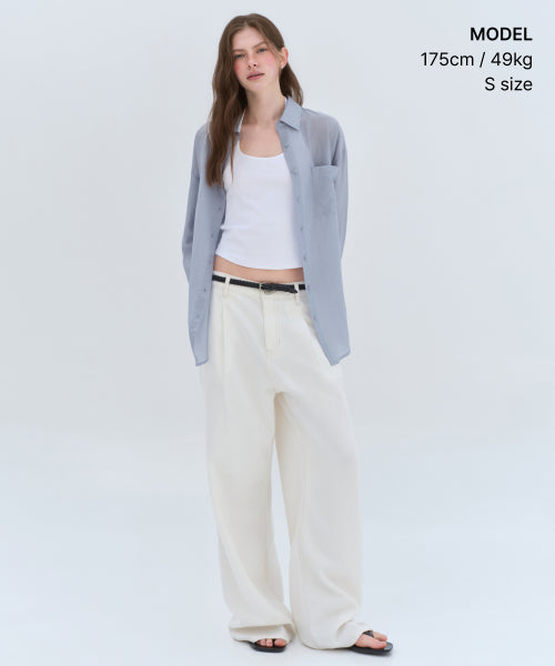 MUSINSA STANDARD WOMAN MUSINSA STANDARD WOMAN Oversized Crinkle Silky Shirt [Blue Gray]