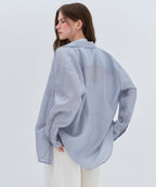 MUSINSA STANDARD WOMAN MUSINSA STANDARD WOMAN Oversized Crinkle Silky Shirt [Blue Gray]